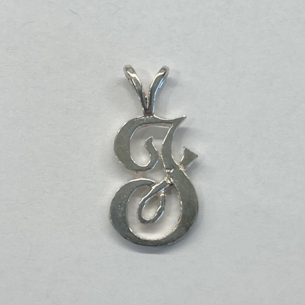 Vtg Sterling Silver Script Initial "J" Pendant - image 2